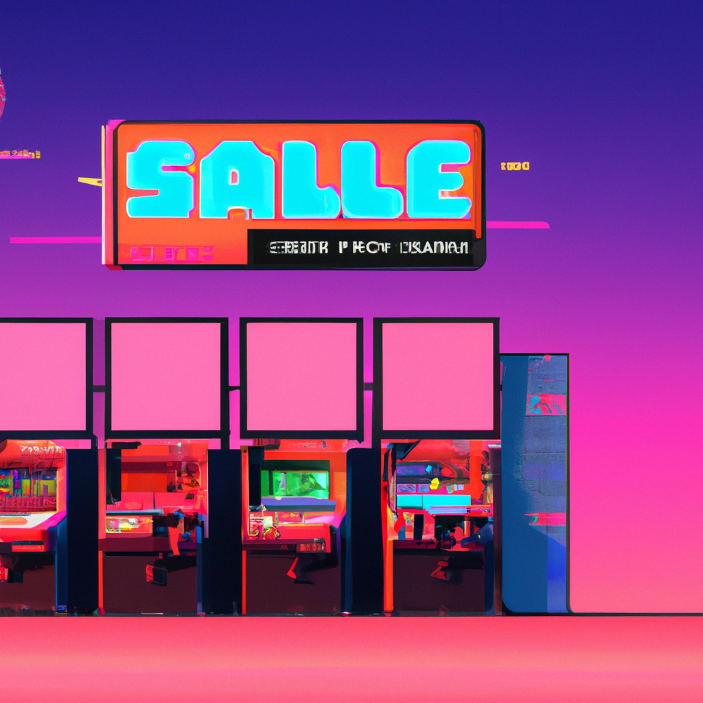 NightArcade hero art: neon arcade skyline